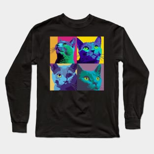 Russian Blue Pop Art - Cat Lover Gift Long Sleeve T-Shirt